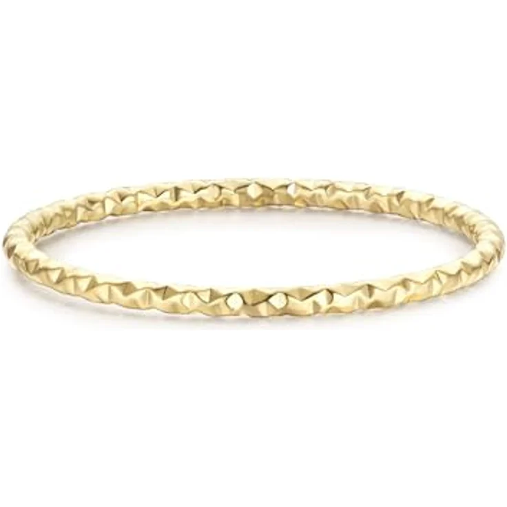 Eastside Damenring „Hammered Finish“, gelbvergoldeter Edelstahlbandring, 14 Karat, schmale Ringschiene, stapelbar, in Geschenkbox – Bild 1
