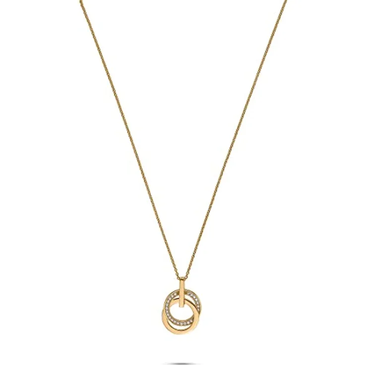 JETTE Damen-Halskette Swing 26, Gelbgold mit Zirkonia-Besatz, One Size, 925er Silber