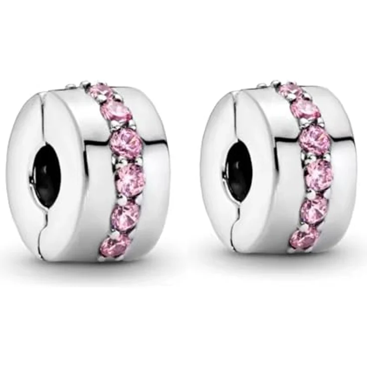 Anduonie Charms Stopper Gold Charms, Silber 925 mit rotem Charme Anhänger, 2er Set für europäische Armbänder, pink – Bild 1