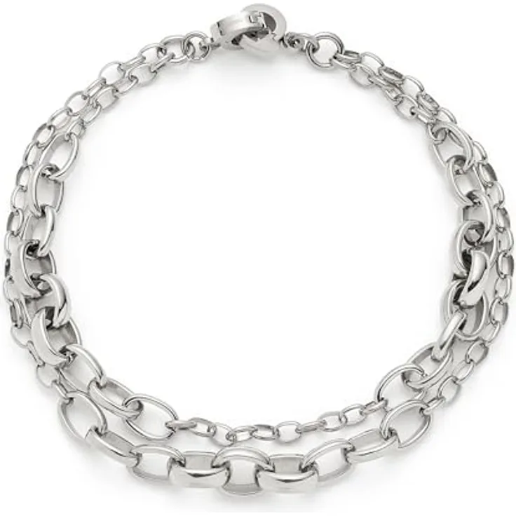 JEWELS BY LEONARDO Clip & Mix Armband Suzanne, doppelreihiger Schmuck aus silberfarbenem Edelstahl, 19,5 cm, für Frauen, Modell 025583