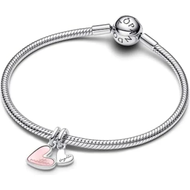 PANDORA Moments Teilbarer Mutter & Tochter Charm-Anhänger aus Sterling Silber mit rosafarbenem Kunst-Perlmutt, kompatibel mit ME und Moments Armbändern, 793766C01 – Bild 4