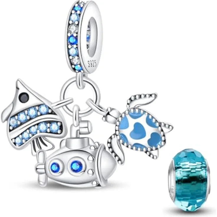 HappyStar Charms Anhänger Silber 925, Roter Beads Charm für europäische Armbänder und Halsketten, inkl. Isolationsperle