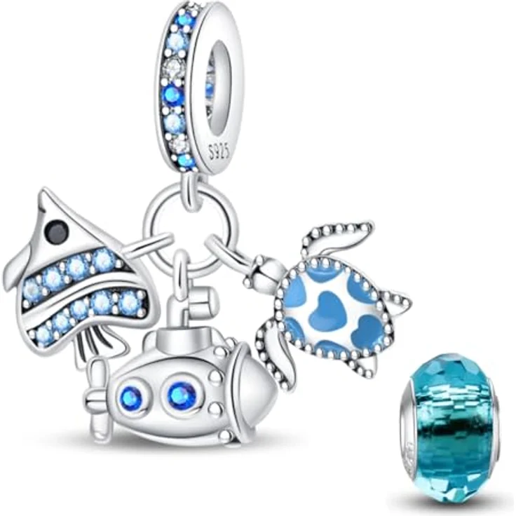HappyStar Charms Anhänger Silber 925, Roter Beads Charm für europäische Armbänder und Halsketten, inkl. Isolationsperle – Bild 1