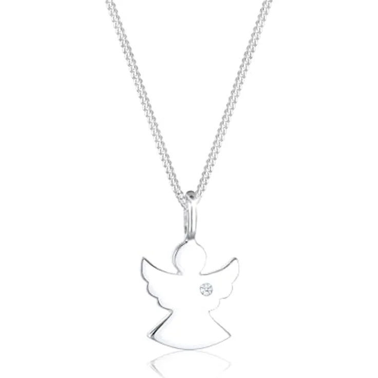 Elli DIAMONDS Halskette Damen Engel Anhänger mit Diamant (0,02 ct.) in 925 Sterling Silber, Hochglanzpoliert, 45 cm Länge – Bild 1