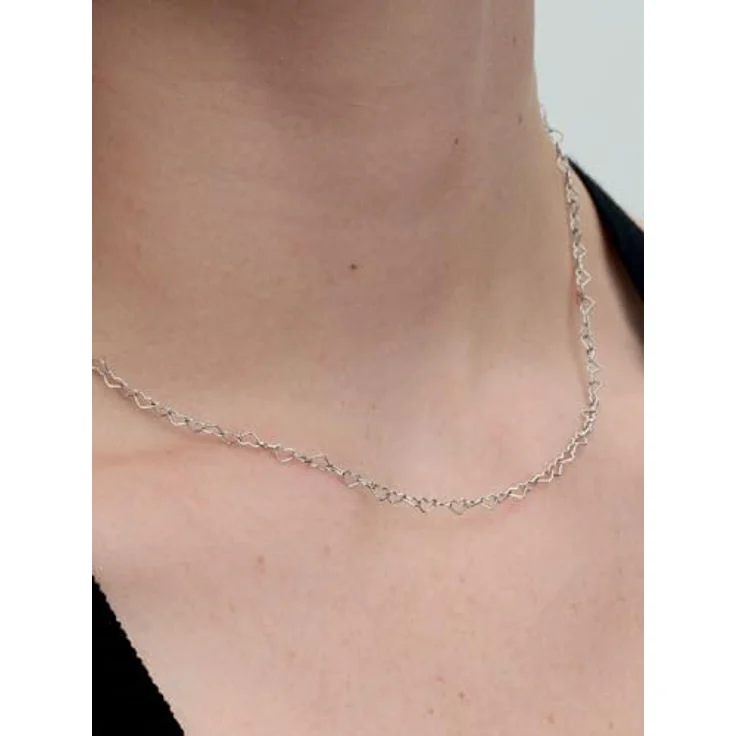 Pandora Moments Halskette ohne Anhänger, Silber 925 mit verbundenen Herzen, 45 cm, verstellbar auf 38 und 42 cm, Karabiner-Verschluss – Bild 3