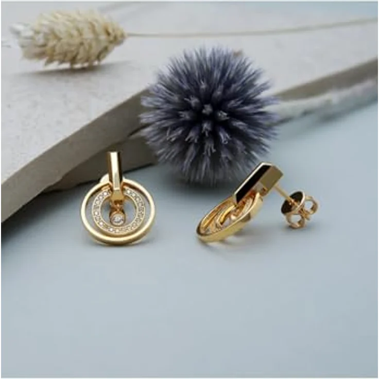 JETTE Damen-Ohrhänger, 925er Silber mit recyceltem Zirkonia, One Size, Gelbgold 32028443 – Bild 4