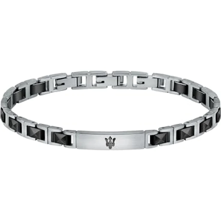 Maserati Jewels Herrenarmband, 22 cm, Edelstahl, Keramik, PVD, Maserati-Blau-Finish, Clipverschluss, Tridente-Symbol – Bild 1