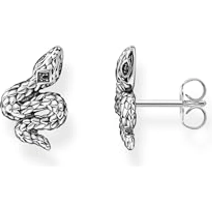 THOMAS SABO Paar Ohrstecker Schlangen-Optik, mit Zirkonia (synth), geschwärztes Silber 925