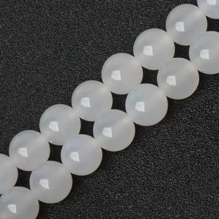 SKYBEADS Natürliche Weiß Achat 4mm Edelsteinperlen, 38cm Strang mit ca. 90 Stück für Armbänder und Schmuckherstellung – Bild 5