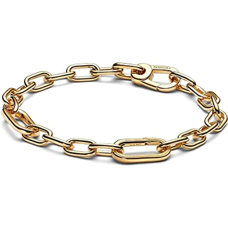 PANDORA ME Kettenarmband 17,5cm aus 14 Karat vergoldeter Metalllegierung mit gerillten Connectors und Karabinerverschluss, für Pandora ME Kollektion, 569662C00-3 – Bild 1