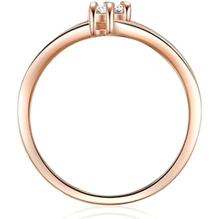 Trilani Damen-Ring Verlobungsring rosévergoldet aus Sterling Silber mit Zirkonia weiß in Brilliant-Schliff - Solitär-Ring für Hochzeit und besondere Anlässe – Bild 3