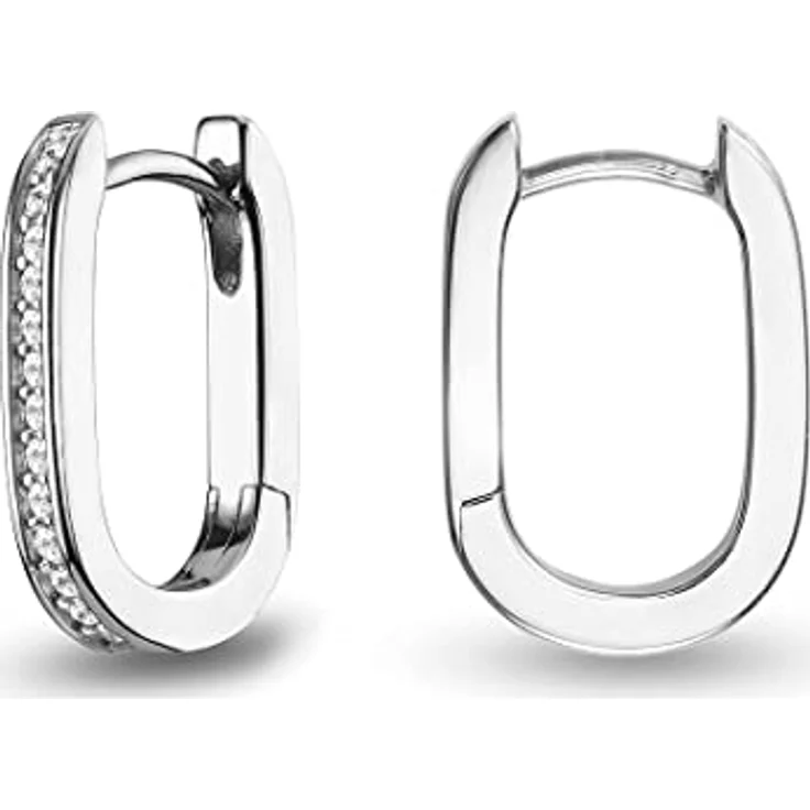 JETTE Creolen LUNA 88160894, Silber mit 14 Zirkonia-Steinen, elegante rechteckige Form – Bild 3