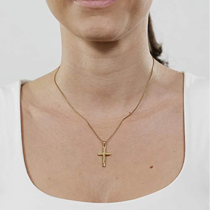 trendor Kreuz-Anhänger Gold 333/8K 22 mm mit goldplattierter Silberkette, Damen und Herren Halskette, 40 cm, Geschenk-Box – Bild 5