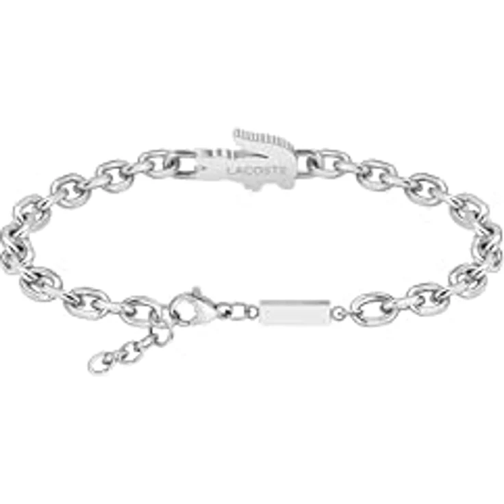 Lacoste Kollektion ARTHOR, Unisex Gliederhalskette aus Edelstahl mit grünen Kristallen, 175 mm + 25 mm Verlängerung – Bild 3