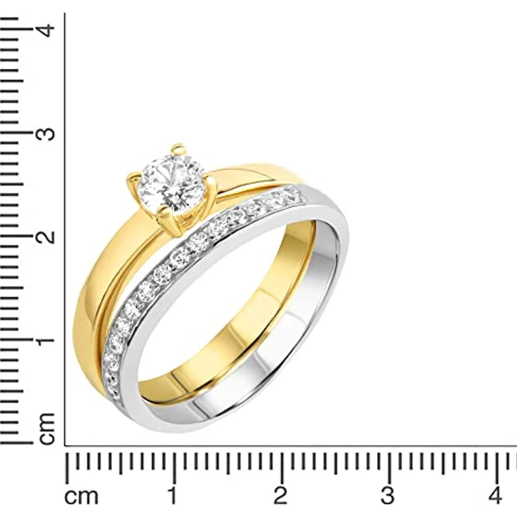 Zeeme Damenring 925/- Sterling Silber, glänzend mit gelben Zirkonia, modernes Design, anlaufgeschützt, inkl. Etui – Bild 2