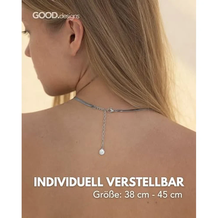 GD GOOD.designs Schlangenkette Silber, flache Sterling Silberkette 3mm, wasserfest, individuell verstellbar von 38 bis 45 cm – Bild 4