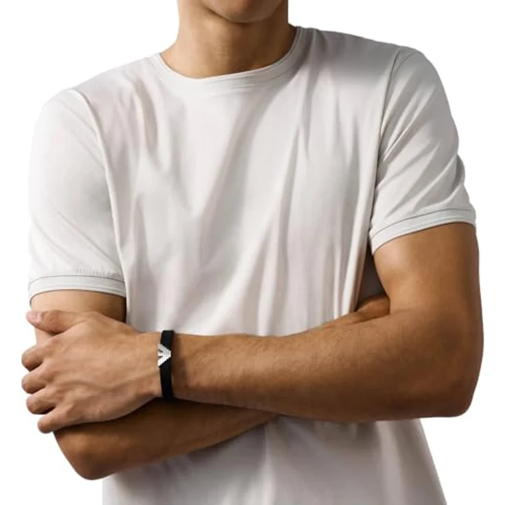 Emporio Armani Herrenarmband aus Leder und Edelstahl, Karabiner-, Schieber- oder Druckknopfverschluss, Holzkohle Schwarz – Bild 2