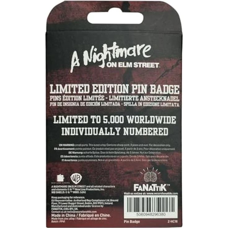 FaNaTtik A Nightmare on Elm Street Pin Badge Set, Limited Edition mit 2 nummerierten Emaille-Pins und Metallkette, offizielles Freddy Krueger Collectible – Bild 3