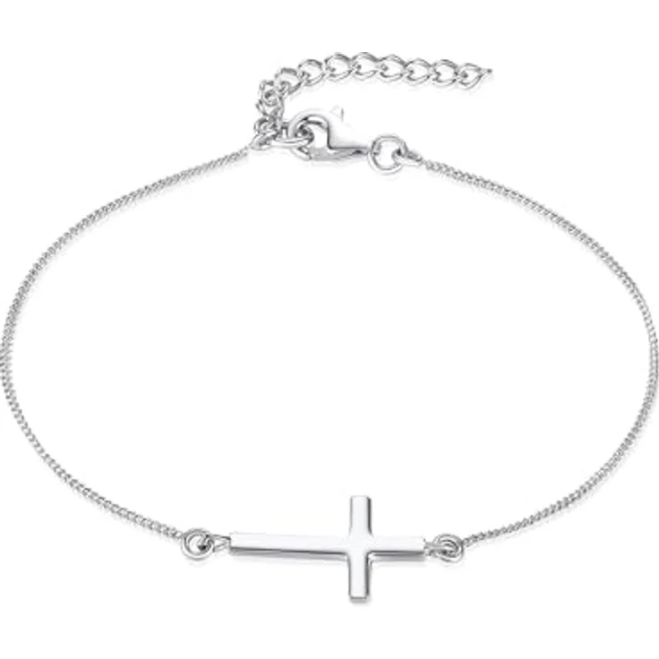 Rafaela Donata Damen-Armband Kreuz 925/- Sterling Silber, 17 cm lang mit 3 cm Verlängerung, Religionssymbol für elegante Looks – Bild 1