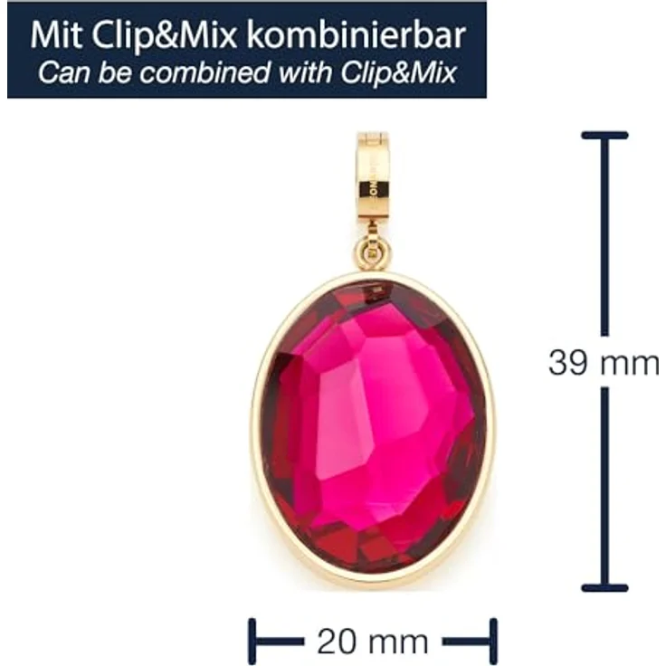 JEWELS BY LEONARDO Anhänger Clip & Mix Jamira, goldfarbener Edelstahl mit großem pinken Glaskristall, Clip M (4,8 mm Ø), Schmuck Geschenk für Frauen – Bild 2