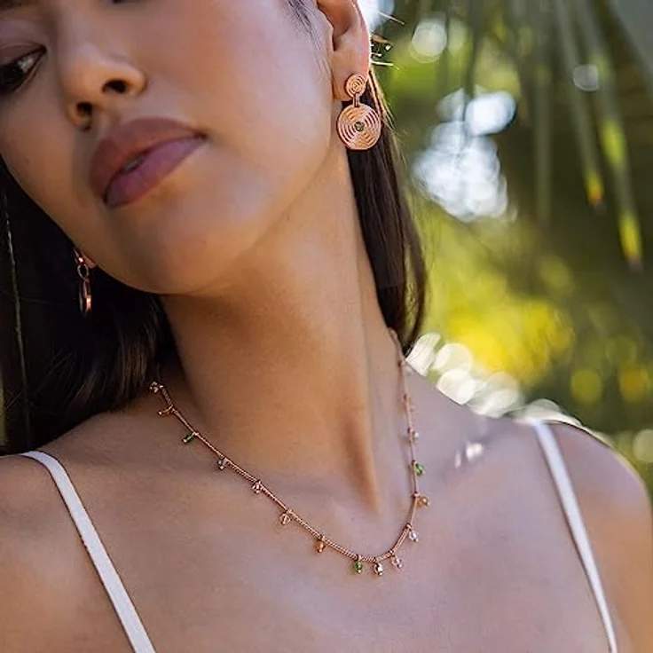 Purelei Boho Halskette, wasserfestes Edelstahl Schmuckstück in Roségold mit bunten Glasperlen, verstellbar von 40-45 cm, perfektes Geschenk für Damen – Bild 3