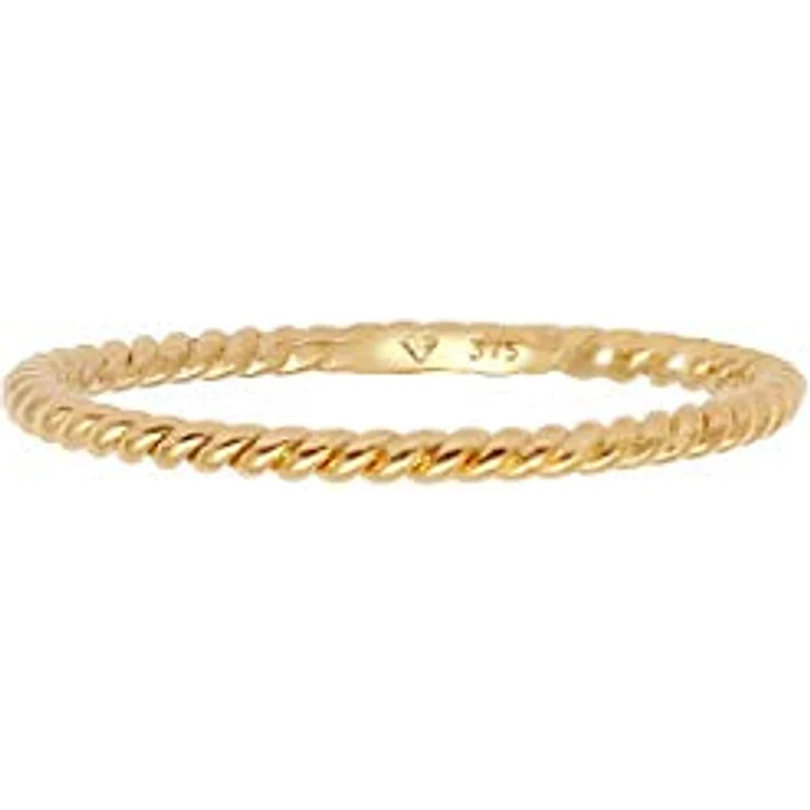 Elli Damenring Twisted Gedreht Basic Minimal Look in 375 Gelbgold, handgefertigt mit Geschenkschachtel – Bild 2