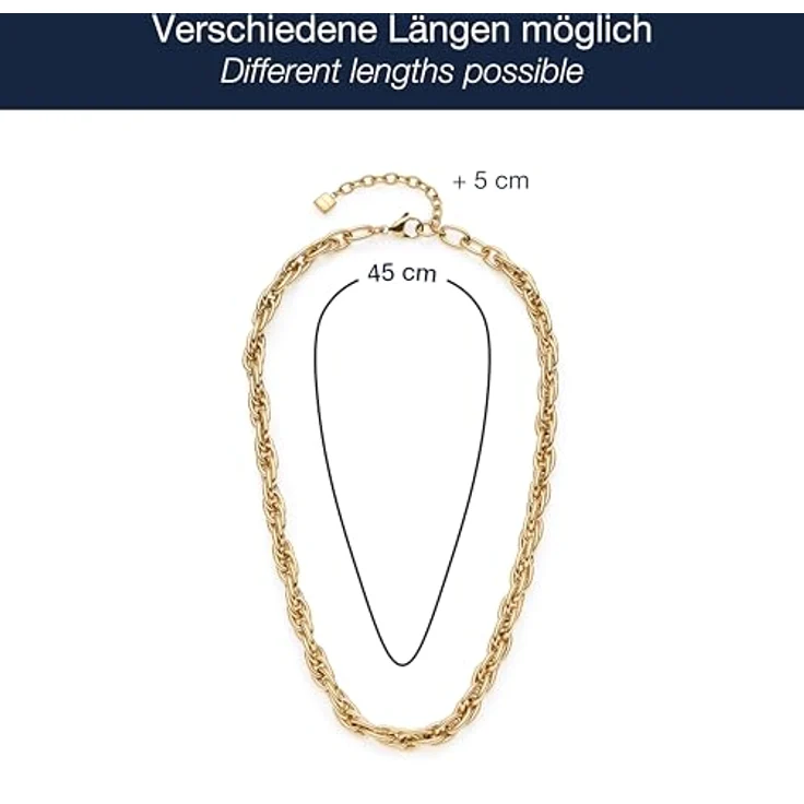 JEWELS BY LEONARDO Halskette Sina, goldfarbener Edelstahl, ineinander verschlungene Kettenglieder, 45-50 cm, Schmuck Geschenk für Frauen – Bild 2