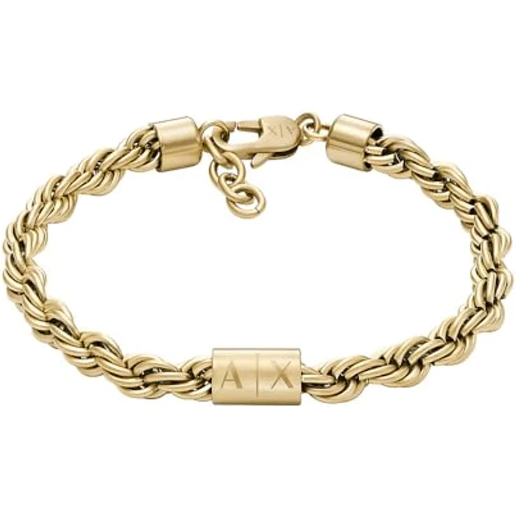 Armani Exchange Herren-Gliederarmband aus rostfreiem Edelstahl, goldfarben, gebürstet mit Karabinerverschluss, AXG0124710 – Bild 1