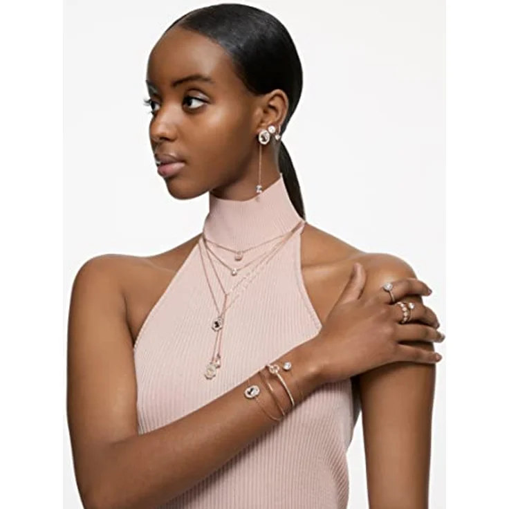 Swarovski Stilla Cocktailring, Rosé Vergoldeter Damenring mit Princess-Schliff und Pavé, strahlende Swarovski Kristalle – Bild 5