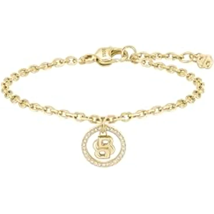 BOSS DOUBLE B DIVINE Damenarmband aus Edelstahl mit Gelbgold-Ionenplattierung und Kristallen, verstellbar - 1580807 – Bild 1