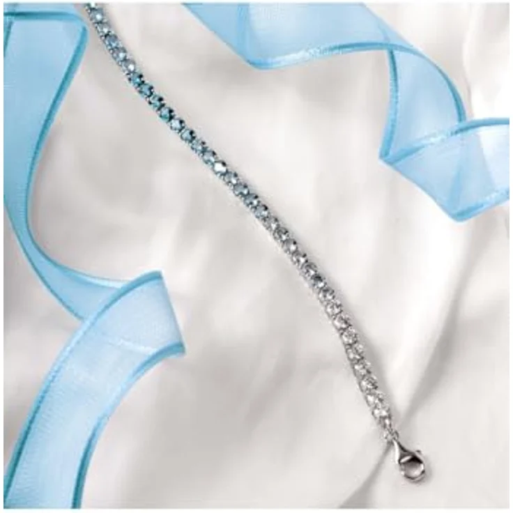 CHRIST Tennisarmband 89086396 aus 925er Silber mit Zirkonia in 50 Nuancen von Blau, verstellbarer Karabinerverschluss – Bild 2