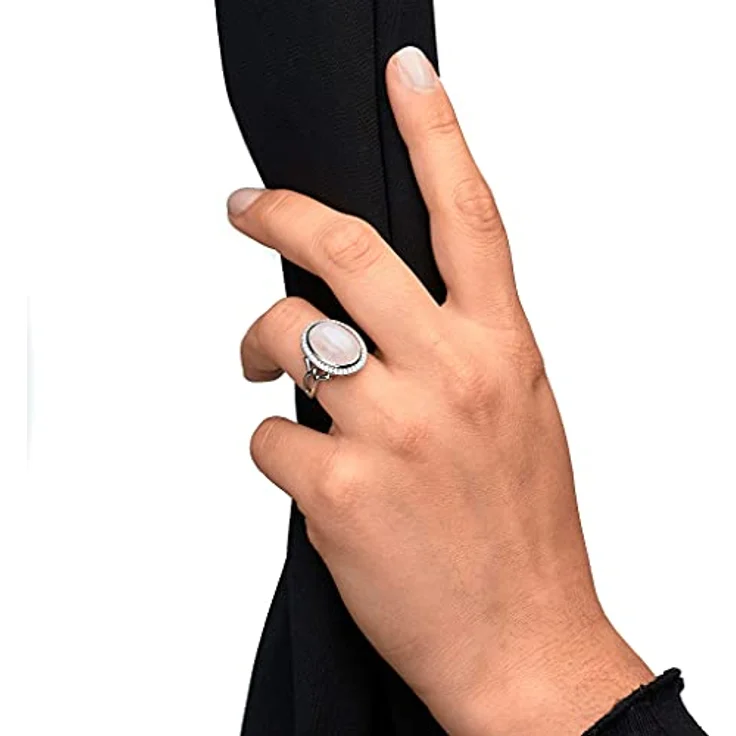 Zeeme Gemstones Damenring 925/- Sterling Silber, glänzend, mit Rosenquarz in weiß und Zirkonia, Cocktail-Ring – Bild 4
