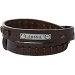 Fossil JF87354040, Herren Vintage Casual Double Wrap Lederarmband, Gesamtlänge 480mm, Braun, Snap Post Verschluss