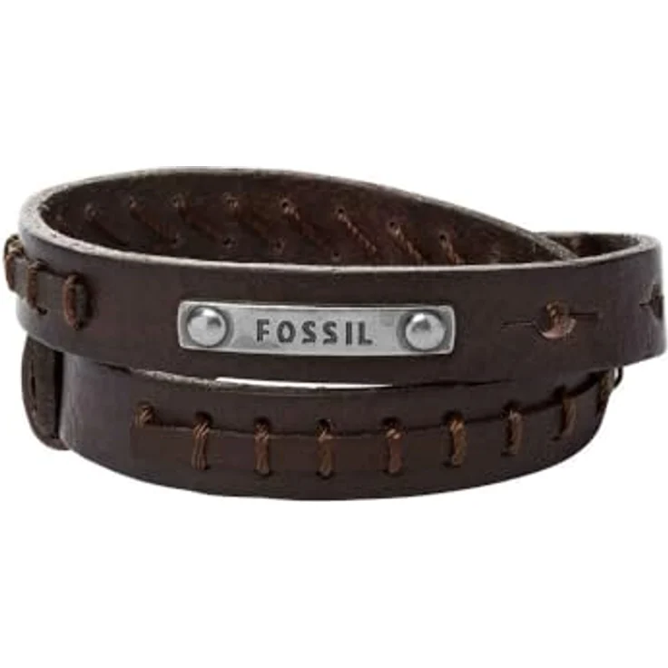 Fossil JF87354040, Herren Vintage Casual Double Wrap Lederarmband, Gesamtlänge 480mm, Braun, Snap Post Verschluss – Bild 1