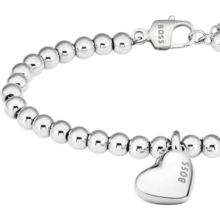 BOSS Jewelry Honey Heart Beads Armband, Edelstahl mit herzförmigem Anhänger, verstellbare Größe 160 mm + 25 mm Erweiterung, Damen-Armband – Bild 2