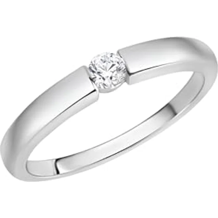 Zeeme Damen Ring 925/- Sterling Silber, rhodiniert mit weißen Zirkonia, glänzend, inkl. Etui – Bild 1