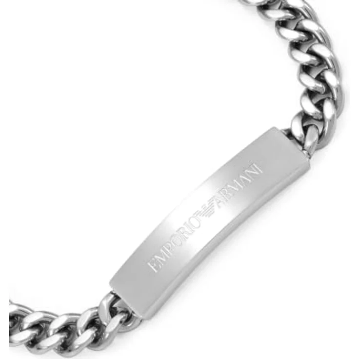 Emporio Armani Herren Armband EGS3304040, Silberfarbener Edelstahl mit mattem und glänzendem Finish, sicherer Karabinerverschluss, 185 mm Länge – Bild 2
