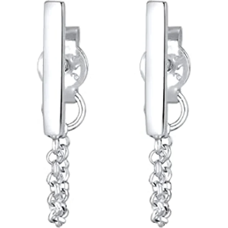 Elli Ketten-Ohrstecker Geo Basic, trendige Damen-Ohrringe aus 925 Sterling Silber, hochglanzpoliert, handgefertigt – Bild 2