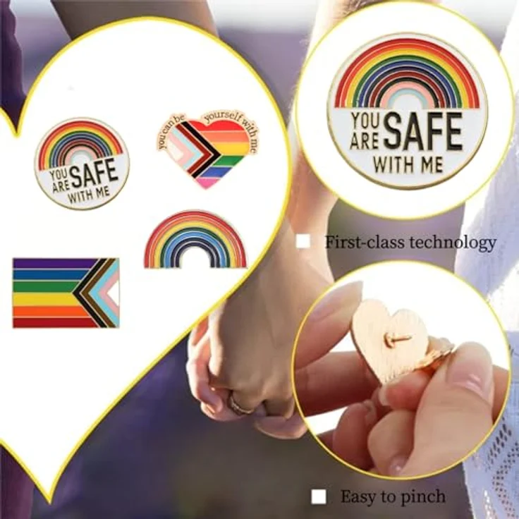 VVQWCY 4 Stück Pride Pins, LGBT Anstecker in Regenbogenfarben, langlebige Broschen für Rucksäcke und Hüte – Bild 3