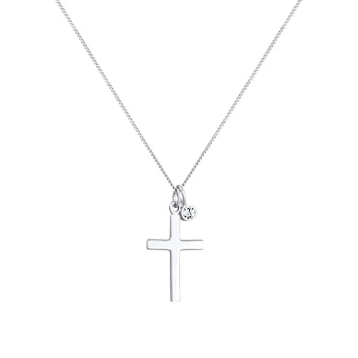 Elli Halskette Damen Kreuz Anhänger, 925 Sterling Silber mit Swarovski Kristall, zeitloses Design – Bild 2