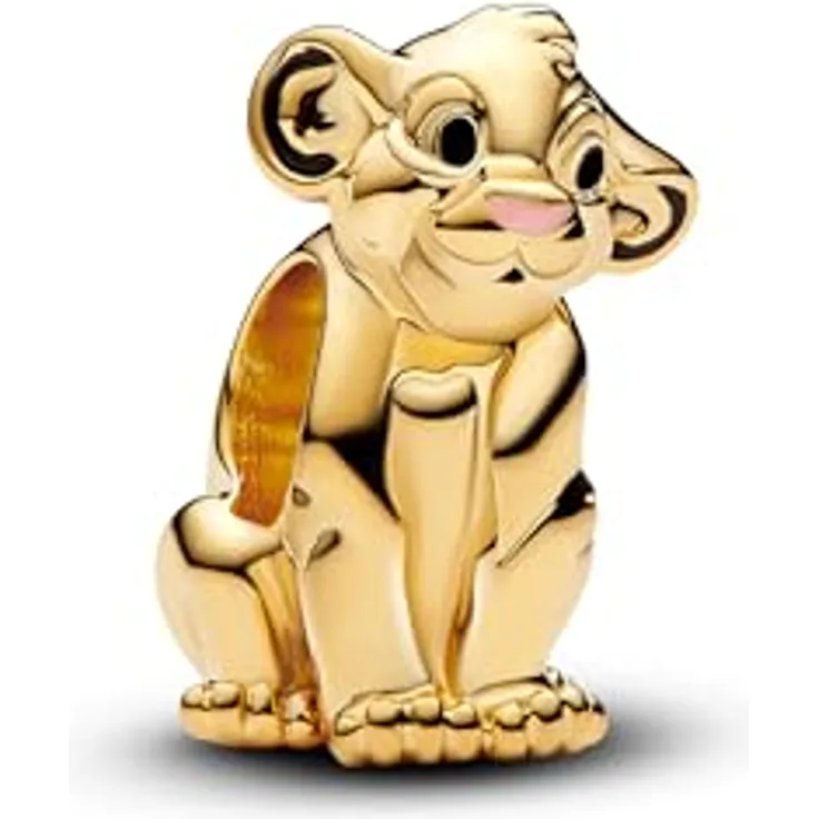 PANDORA Moments Disney Simba Charm, aus Sterling Silber mit vergoldeter Metalllegierung, kompatibel mit Moments Armbändern, 763376C01