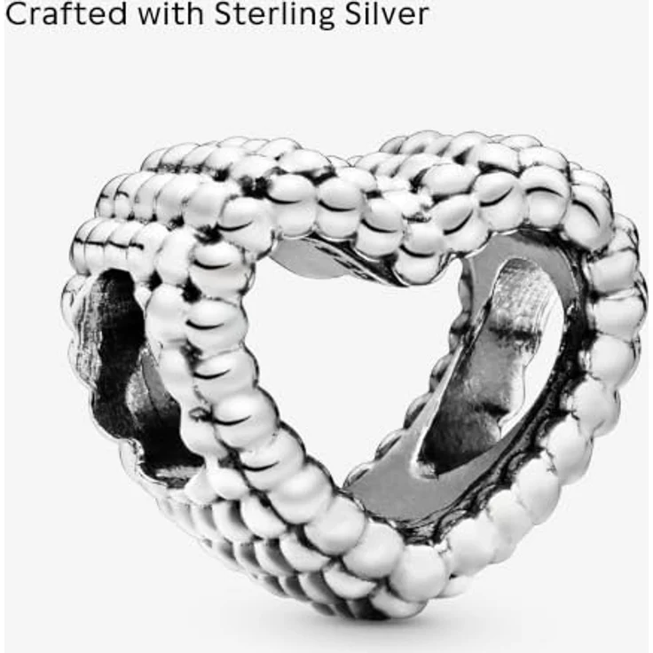 Pandora Charm Signature Offenes Metallperlen Herz 797516, eleganter Charm-Anhänger aus Metall – Bild 4