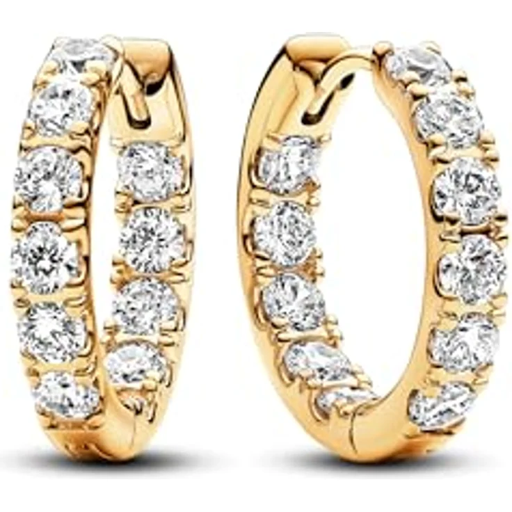 Pandora Creolen Timeless 263002C01, vergoldete Creolen mit 17,8 mm Durchmesser und praktischem Klappverschluss – Bild 1