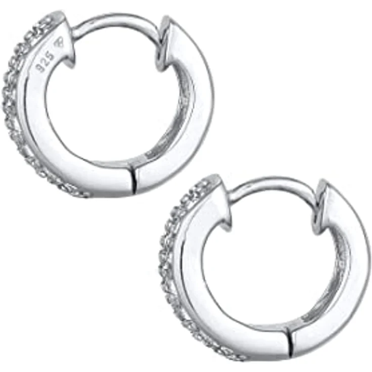 Elli Ohrringe Damen Creolen Funkelnd mit Kristallen, 925 Sterling Silber, handgefertigt, anlaufgeschützt, hochglanzpoliert – Bild 4