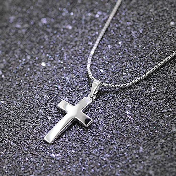 trendor Kreuz 21 mm in Weißgold 333 (8 Kt) mit 40 cm Silber-Venezianerkette, Herren-Halskette 39910-40 – Bild 3