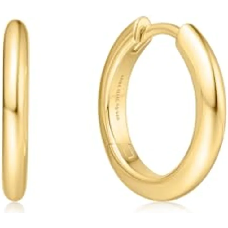 ANIA HAIE Vogue Maven Tube Small Huggie Hoop, Damen Creolen aus 925 Sterling Silber, 14k Gold vergoldet, 12 x 2 mm, inkl. Geschenkverpackung