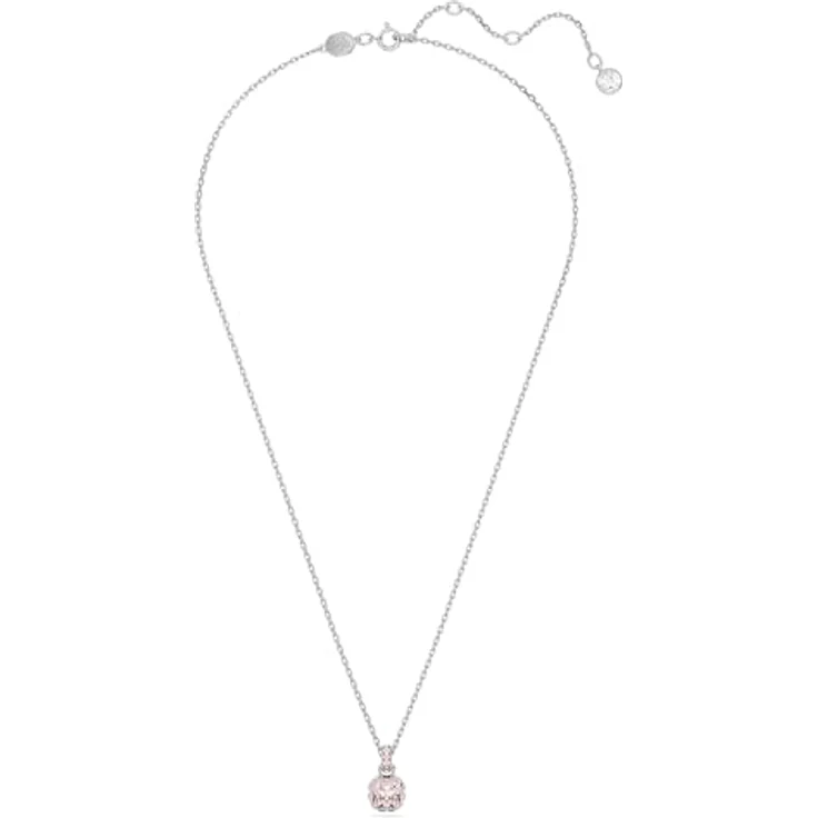 Swarovski Birthstone Anhänger Juni, Rosafarbene und Rhodinierte Damenhalskette mit Kristallen im Kissenschliff – Bild 2