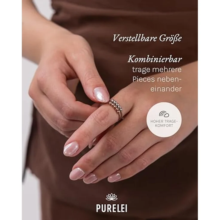 Purelei Fingerring Shade Anxiety, individueller Anti-Stress-Ring mit 7 beweglichen Kugeln, Gold 14K vergoldet – Bild 6
