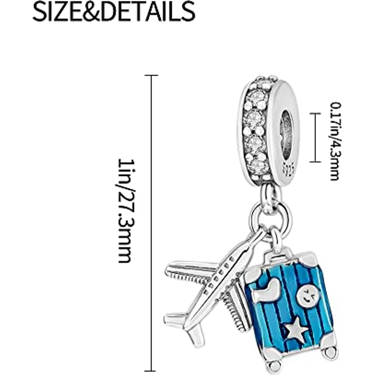 Pandach Damen Charm Anhänger 925 Sterling Silber mit Zirkonia, passend für Armband und Halskette, kompatibel mit europäischen Charms – Bild 5