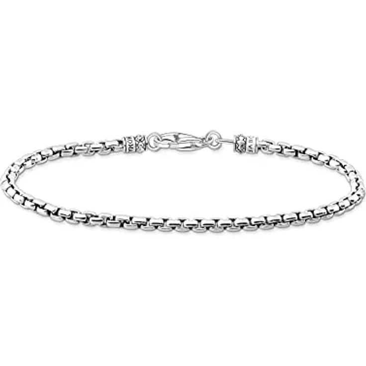 Thomas Sabo Herren Venezia-Armband, 925er Sterlingsilber geschwärzt, feingliedriges Design, Länge 17,5 cm